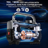 Heavy-Duty GSPSCN Double Cylinder 12V Air Compressor - 150PSI Portable Tire Inflator for Cars, Trucks, SUVs, Boats & Air Beds