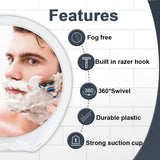 Fogless Shower Mirror with Suction, Razor Holder & Swivel - Includes Small Mirror and Accessories for Convenient Shaving