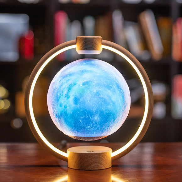 The Maglev Moon Light Bluetooth Speaker offers 3D stereo sound and customizable colorful lighting.