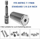 Universal Socket Wrench with Drill Adapter (7-19mm) Multi-Function Best Unique Tool Gift for for your love ones