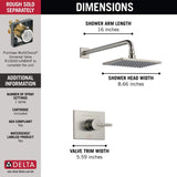 Delta Faucet Vero 14 Series Single-Function Shower Trim Kit with Single-Spray Touch-Clean Rain Shower Head, Stainless T14253-SS (Valve Not Included)