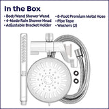 Waterpik High Pressure Hand Held Wand and Rain Shower Head Combo with Hose-Bodywand Spa System, Chrome