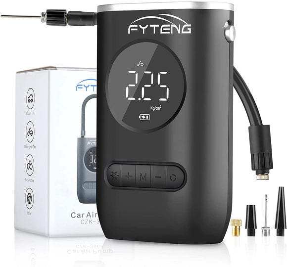 FYTENG Tire Inflator Portable Air Compressor,【Strong Power&Cordless】Mini Air Compressor,【150Psi Fast Inflate 】 Digital Electric Tire Pump with LED Light,Suitable for Ball,Motorcycle, Bicycle, Car