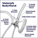 Waterpik High Pressure Hand Held Wand and Rain Shower Head Combo with Hose-Bodywand Spa System, Chrome