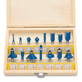 Hiltex 10100 Tungsten Carbide Router Bits | 15-Piece Set , Blue