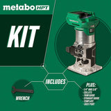 Metabo HPT 18V Multivolt Cordless Trim Router | Tool Only - No Battery | Variable Speed Brushless Motor | Lifetime Tool Warranty | 1/4-Inch and 3/8-Inch Collets Included | M1808DAQ4