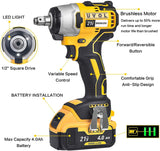 UVOL Cordless Impact Wrench with Toolbox, 1/2 Inch Chuck, Brushless Motor Battery Power Drill/Driver with 5 Sockets & 13 Driver Bits, Power Impact Wrench with 2 Batteries & Charger, 21V/4.0Ah (BX8501)