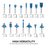 Hiltex 10100 Tungsten Carbide Router Bits | 15-Piece Set , Blue