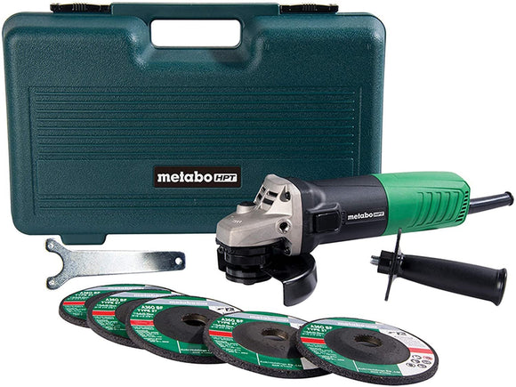 Metabo HPT Angle Grinder | 4-1/2-Inch | Includes 5 Grinding Wheels & Hard Case | 6.2-Amp Motor | Compact & Lightweight | G12SR4