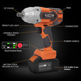 KUCCMO 21V Cordless Impact Wrench Kit, Max Torque 442 Ft-Lbs (600Nm), Impact Wrench 1/2 Cordless, 3200 RPM Power Impact Wrench, 4.0Ah Li-Ion Battery, High Torque, Suitable for Car and Home Improvement