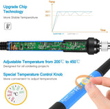 Soldering Iron Kit Electronics, 60W Soldering Welding Iron Tools with On-Off Switch, 5Pcs Soldering Iron Tips, Solder Sucker, Soldering Iron Stand, Tweezers, Solder Wire, Wire Cutter, PU Carry Bag