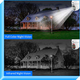 【2K,Auto Tracking】 Pan/Tilt/Zoom Wireless Security Camera Outdoor,Floodlights,3 Megapixels,2.4G Wifi Camera,Light Alarm,Color Night Vision,Pc&Mobile Remote 360° Viewing,Two-Way Audio Security Camerea