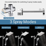 COSYLAND 8'' High Pressure Rainfall Shower Head with Handheld Combo 9 Settings with 11'' Extension Arm 60" Hose, Stainless Steel Bath Showerhead, Height/Angle Adjustable with Holder Pipe Sealant Tape