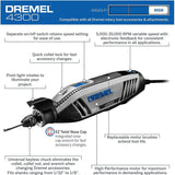 Dremel 4300-5/40 High Performance Rotary Tool Kit with Variable Speed Rotary Tool, 5 Attachments and 40 Accessories