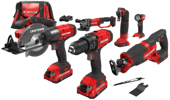 CRAFTSMAN V20 Cordless Drill Combo Kit, 7 Tool (CMCK700D2)