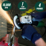 Metabo HPT Angle Grinder | 4-1/2-Inch | Includes 5 Grinding Wheels & Hard Case | 6.2-Amp Motor | Compact & Lightweight | G12SR4