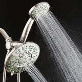 Aquadance Antimicrobial/Anti-Clog High-Pressure 30-Setting Rainfall Shower Combo, Microban Nozzle Protection from Growth of Mold, Mildew & Bacteria, Brushed Nickel Finish/Coral Green Jets