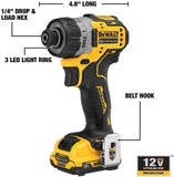 DEWALT XTREME 12V MAX Cordless Screwdriver, 1/4-Inch, 2-Ah Batteries (DCF601F2)