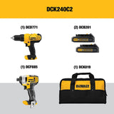 DEWALT 20V MAX* Cordless Drill Combo Kit, 2-Tool (DCK240C2)