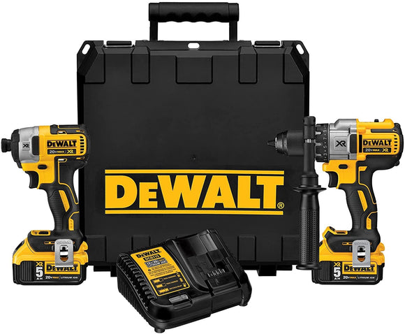 DEWALT 20V MAX XR Cordless Drill Combo Kit, Brushless, 5.0-Ah, 2-Tool (DCK299P2)