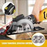 Mini Circular Saw, Ginour 6.2A Small Power Saw with Laser Guide, 6 Blades(2 Pcs 5" & 4 Pcs 4-1/2”), Max Cutting Depth 1-7/8''（90°）, 1-5/16''（45°), Ideal for Wood, Tile, Backerboard, Cement, Drywall