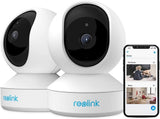 Home Security Camera System, Reolink 3MP HD Plug-In Indoor Wifi Camera, Pan Tilt Pet Camera, Baby Monitor, Night Vision, 2 Way Audio, Motion Alerts, 7 Day Free Cloud/Local SD Card Storage, E1(2 Pack)