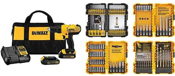 DEWALT 20V MAX Cordless Drill/Driver Kit with Screwdriver/Drill Bit Set, 100-Piece (DCD771C2 & DWA2FTS100)