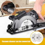 Mini Circular Saw, Ginour 6.2A Small Power Saw with Laser Guide, 6 Blades(2 Pcs 5" & 4 Pcs 4-1/2”), Max Cutting Depth 1-7/8''（90°）, 1-5/16''（45°), Ideal for Wood, Tile, Backerboard, Cement, Drywall