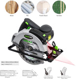 GALAX PRO 12A 5500RPM Corded Circular Saw with 7-1/4" Circular Saw Blade and Laser Guide Max Cutting Depth 2.45" (90°), 1.81" (45°) for Wood and Log Cutting