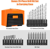 Enertwist 20V Max Cordless Drill, 3/8 Inch Power Drill Set with Lithium Ion Battery and Charger, Variable Speed, 19 Positions and 28-Pieces Drill/Driver Accessories Kit, ET-CD-20