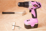 Pink Power PP182 18V Cordless Drill Set for Women- Tool Case, 18 Volt Drill , Charger & 2 Batteries