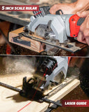 Powersmart Mini Circular Saw, 4Amp 24T 4-1/2 Inch Compact Circular Saw, 3500RPM, Small Circular Saw with Laser Cutting Guide, Ideal for Wood, Tile and Plastic Cuts