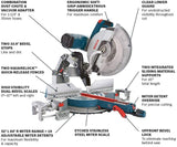 BOSCH Power Tools GCM12SD - 15 Amp 12 Inch Corded Dual-Bevel Sliding Glide Miter Saw with 60 Tooth Saw Blade , Blue