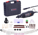 GOXAWEE Rotary Tool Kit with Multipro Keyless Chuck and Flex Shaft - 140Pcs Accessories Variable Speed Electric Drill Set for Handmade Crafting Projects and DIY Creations