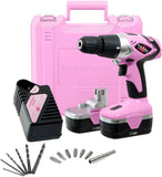 Pink Power PP182 18V Cordless Drill Set for Women- Tool Case, 18 Volt Drill , Charger & 2 Batteries