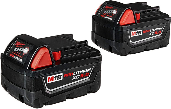 Milwaukee 48-11-1852 M18 REDLITHIUM XC 5.0 Ah Extended Capacity Battery (2 Pack)