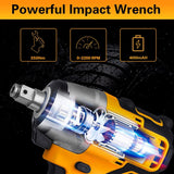 UVOL Cordless Impact Wrench with Toolbox, 1/2 Inch Chuck, Brushless Motor Battery Power Drill/Driver with 5 Sockets & 13 Driver Bits, Power Impact Wrench with 2 Batteries & Charger, 21V/4.0Ah (BX8501)