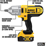 DEWALT 20V MAX Impact Wrench Kit, High Torque, Detent Pin Anvil, 1/2-Inch (DCF889M2)