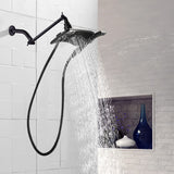 BRIGHT SHOWERS Four Spray Settings Shower Head Set Oil Rubbed Bronze and Black Finishing with 60" Long Stainless Steel Shower Hose