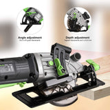 GALAX PRO 4Amp 3500RPM Circular Saw with Laser Guide, Max. Cutting Depth1-11/16"(90°), 1-1/8"(45°）Compact Saw with 4-1/2" 24T TCT Blade, Vacuum Adapter, Blade Wrench, and Rip Guide