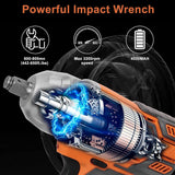 KUCCMO 21V Cordless Impact Wrench Kit, Max Torque 442 Ft-Lbs (600Nm), Impact Wrench 1/2 Cordless, 3200 RPM Power Impact Wrench, 4.0Ah Li-Ion Battery, High Torque, Suitable for Car and Home Improvement