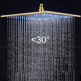 Neierthodore 12 Inches Square Gold Polished LED Rainfall Shower Head Brass Overhead Spray