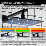 DULABRAHE 8 X 12 Inch Black LED Rainfall Shower Head System with Handheld Wall Mounted Thermostatic Full Body Luxury Brass Massage Sprayers