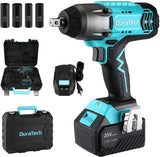 DURATECH 20V Cordless Impact Wrench, 330 Ft-Lbs High Torque, 1/2-Inch Sockets Cr-V Steel, 4.0A Large Capacity Battery and Fast Charger Included