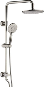 Rain Shower Heads System Including Rain Fall Shower Head and Handheld Shower Head with Height Adjustable Holder , Solid Brass Rail 60 Inch Long Stainless Steel Shower Hose (Brushed Nickel)