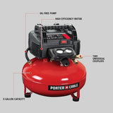 PORTER-CABLE Air Compressor, 6-Gallon, Pancake, Oil-Free (C2002-ECOM)