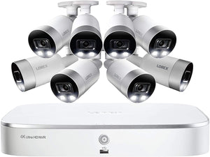 Lorex Smart 4K UHD Active Deterrence Indoor/Outdoor Security System, 8 X 4K Ultra HD IP Bullet Cameras W/Smart Motion Detection | Color Night Vision & Smart Home (8 Pack) - Incl. 2TB 8 Channel 4K NVR