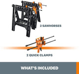 WORX WX065 Clamping Sawhorses with Bar Clamps