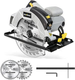 Circular Saw, ENVENTOR 5800RPM Skill Saw with Laser Guide, 1200W 10Amp Corded Circular Saws, 7-1/4-Inch Blades(24T+ 40T) Max Cutting Depth 2-7/16"(90°), 1-13/16"(0°-45°), Ideal for Wood Logs Cuts