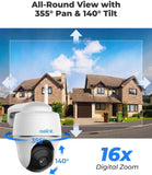 Reolink Argus PT W/ Solar Panel - Wireless Pan Tilt Solar Powered Wifi Security Camera System W/ Rechargeable Battery Outdoor Home Surveillance, 2-Way Talk, Support Alexa/ Cloud